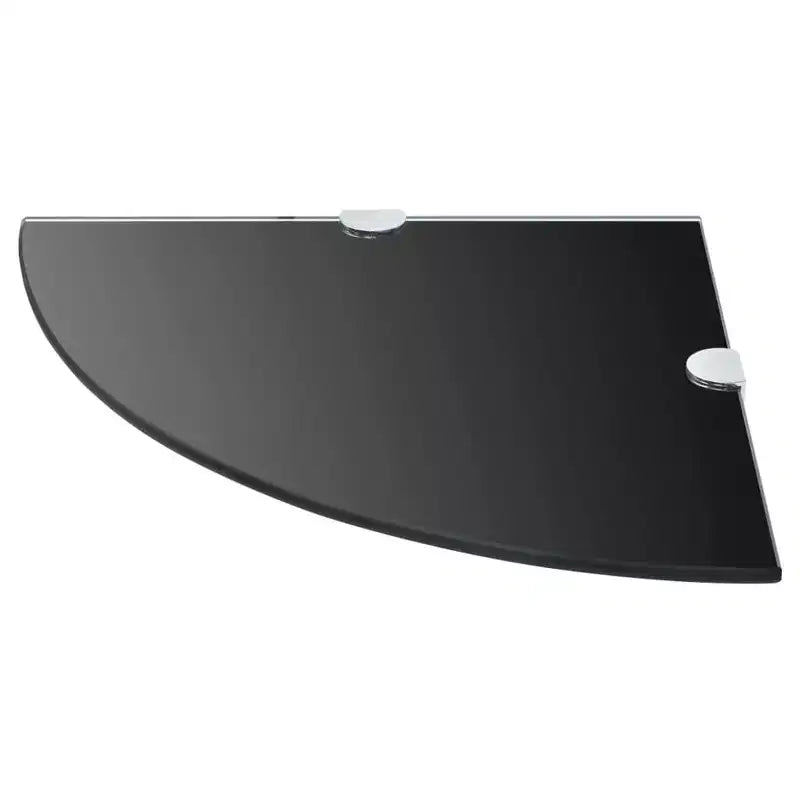 Mensole angolari, set da 2, vetro temperato di sicurezza nero, 24,9x24,9 cm