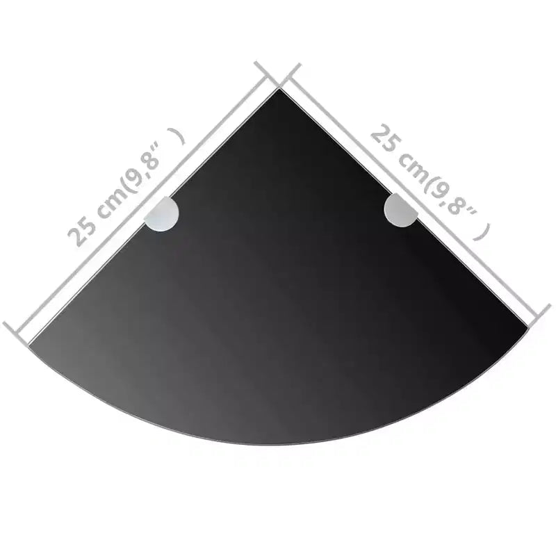 Mensole angolari, set da 2, vetro temperato di sicurezza nero, 24,9x24,9 cm