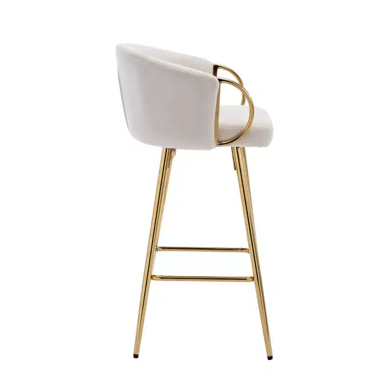 Okak Set di 2 Sgabelli da Bar da 76 cm, Altezza Contatore, Sgabelli con Poggiapiedi Cromato e Schienale in Velluto, Sedie da Bar per Cucina