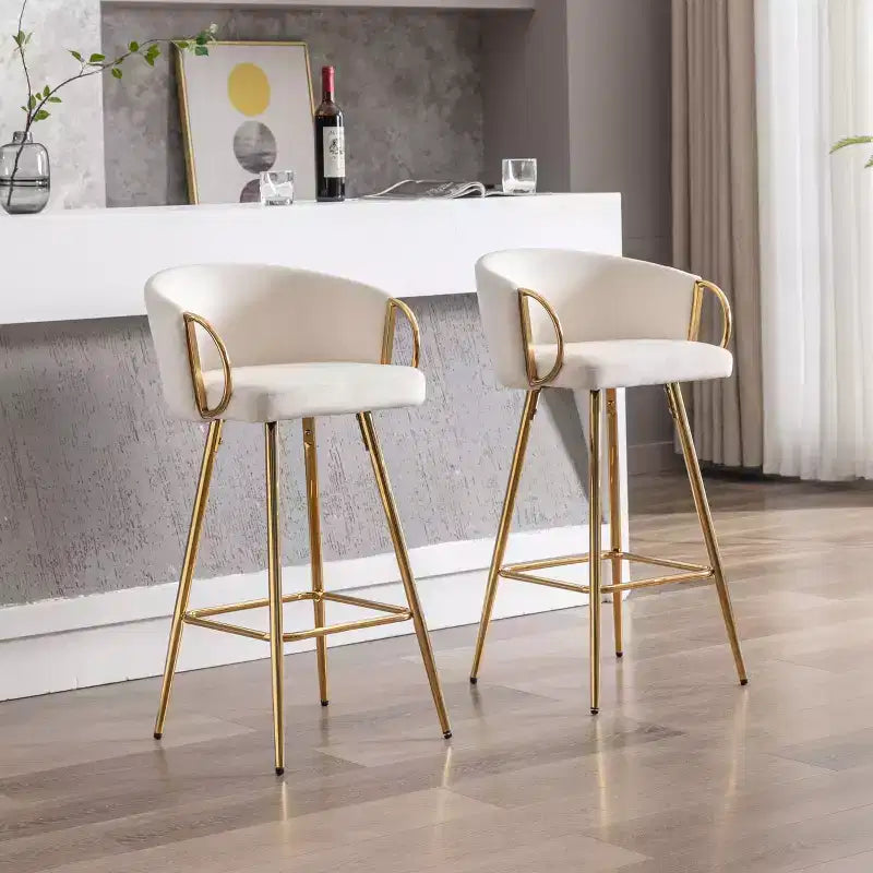 Okak 30 Inch Bar Stools Counter Height Set of 2, Upholstery Barstools with Chrome Footrest&Velvet Backrest, Bar Chairs for Kitchen