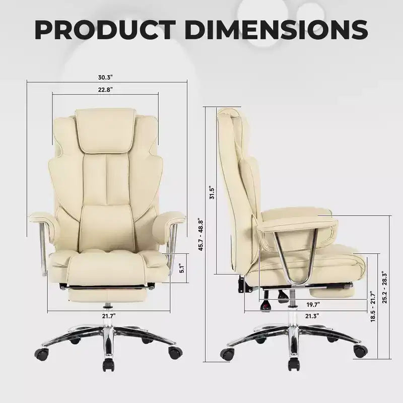 Sedia da ufficio direzionale con schienale alto, sedia da ufficio ergonomica con sedile extra largo, supporto lombare e braccioli imbottiti, sedia da scrivania girevole con ruote per casa