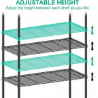 Scaffale portaoggetti a 5 ripiani con ruote, scaffalatura regolabile in metallo per cucina, garage, dispensa, ripostiglio, lavanderia