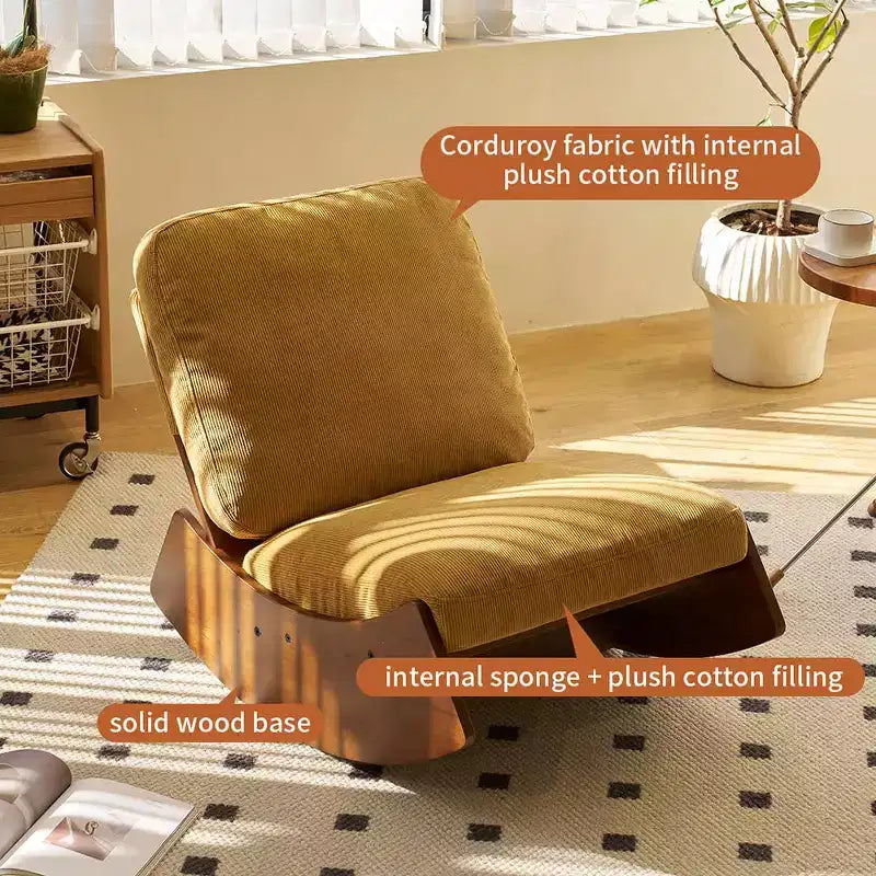 Sedia a Dondolo Girevole Imbottita Comoda, Multiposizione, Poltrona per Soggiorno, Camera da Letto o Cameretta