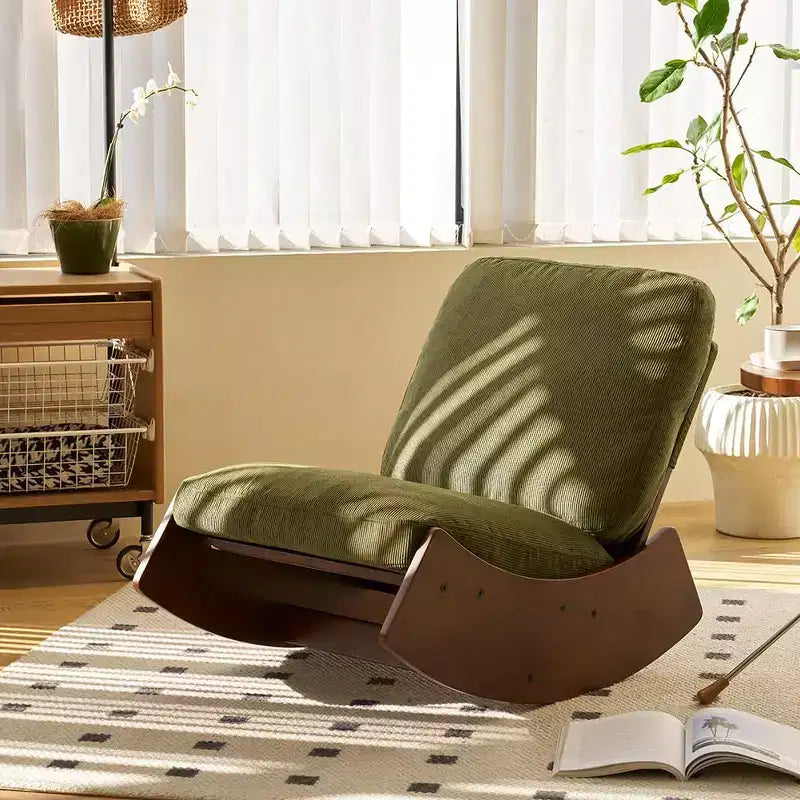 Sedia a Dondolo Girevole Imbottita Comoda, Multiposizione, Poltrona per Soggiorno, Camera da Letto o Cameretta