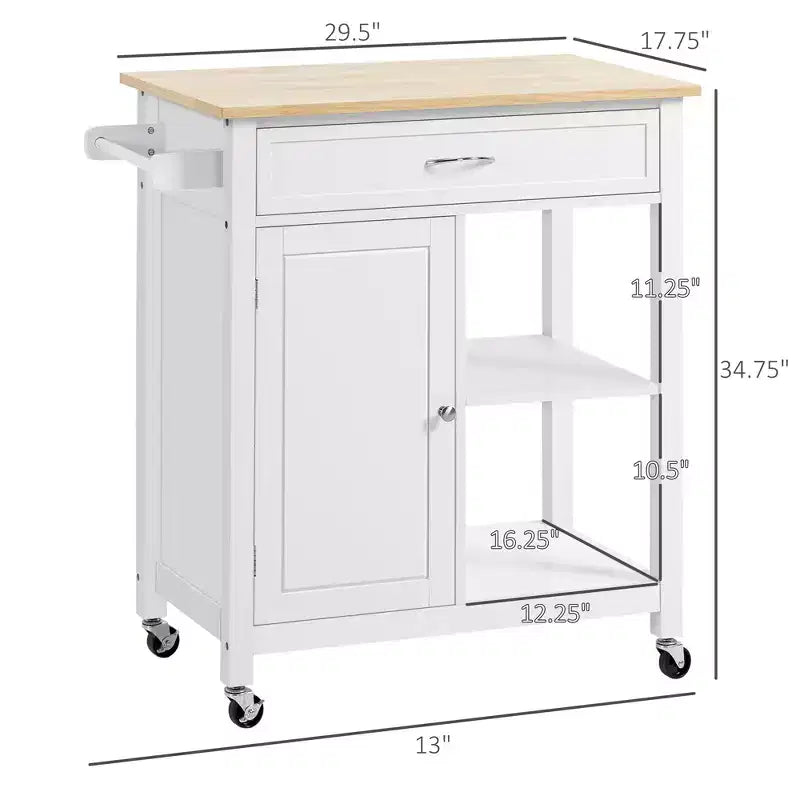 Carrello da cucina con isola, isola da cucina mobile con ripiano portaoggetti, piano in legno massello, cassetto, per sala da pranzo