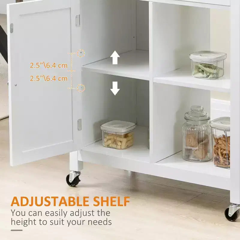 Carrello da cucina con isola, isola da cucina mobile con ripiano portaoggetti, piano in legno massello, cassetto, per sala da pranzo