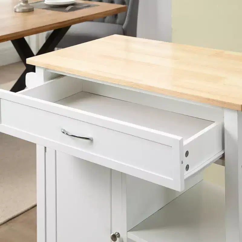 Carrello da cucina con isola, isola da cucina mobile con ripiano portaoggetti, piano in legno massello, cassetto, per sala da pranzo