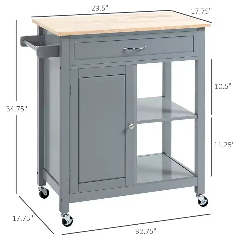 Carrello da cucina con isola, isola da cucina mobile con ripiano portaoggetti, piano in legno massello, cassetto, per sala da pranzo