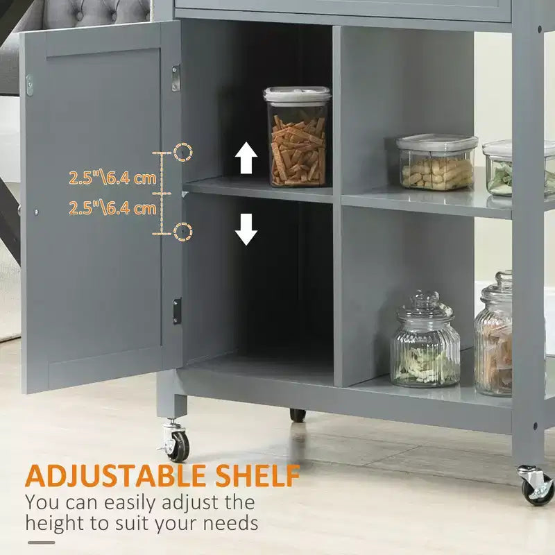 Carrello da cucina con isola, isola da cucina mobile con ripiano portaoggetti, piano in legno massello, cassetto, per sala da pranzo