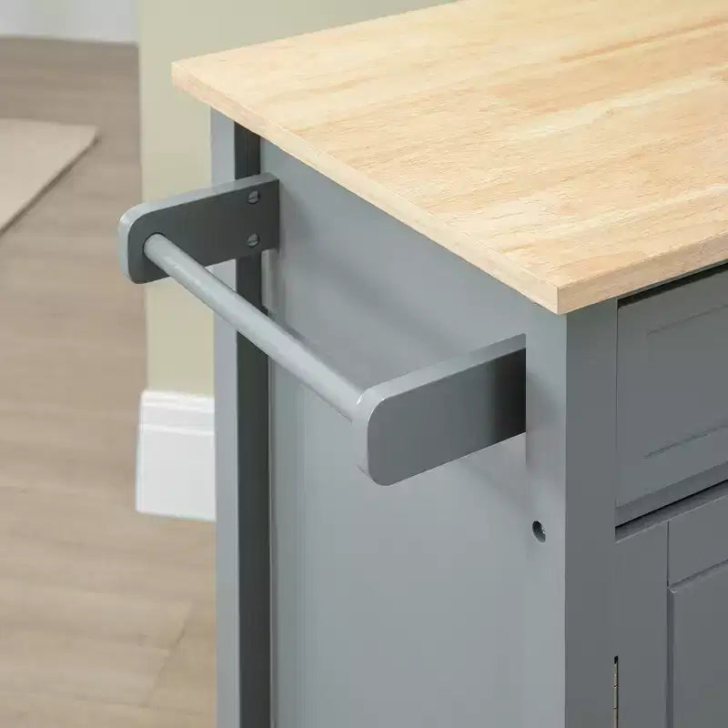 Carrello da cucina con isola, isola da cucina mobile con ripiano portaoggetti, piano in legno massello, cassetto, per sala da pranzo