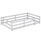 Letto a pavimento per bambini a una piazza e mezza con recinzione di sicurezza – Letto Montessori per bambini, in legno di pino