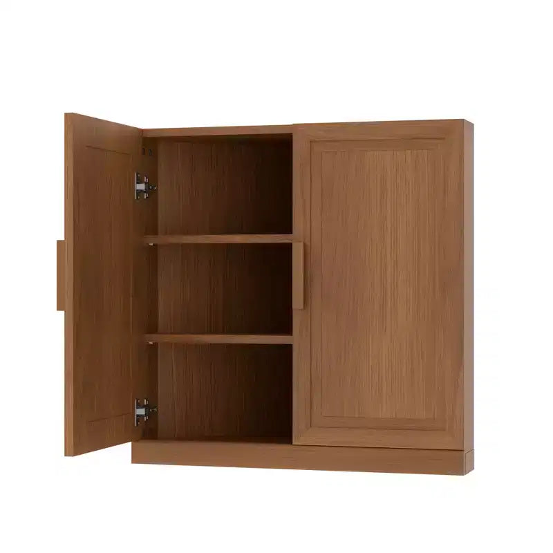 Mobile angolare moderno a doppia anta in legno massello – Ripiani regolabili, Beige
