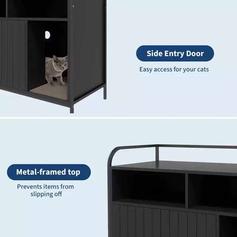 Mobili per Lettiera Gatto, Gabbia Nascosta per Lettiera - Mobiletto per Gatti in Legno Stile Fienile a Prova di Cane con Porta, per la Maggior Parte delle Lettiere