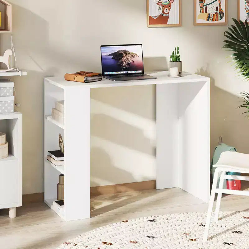 Scrivania compatta da 91 cm con 3 ripiani aperti e kit anti-ribaltamento – Casa, Ufficio e Dormitorio