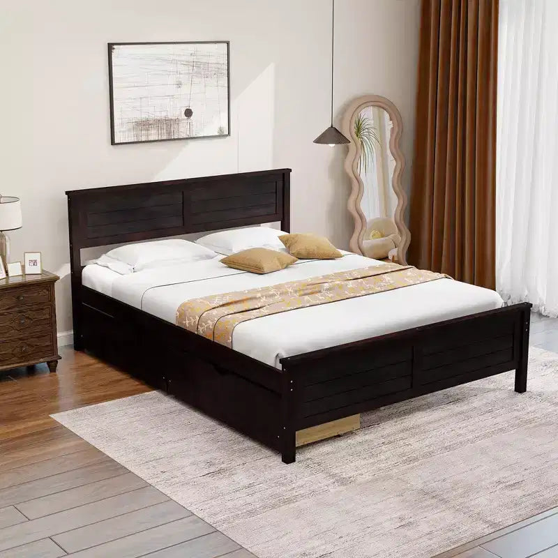 Struttura Letto Matrimoniale in Legno con 2 Cassetti Contenitore e Spazio Sottoletto – Espresso