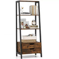 Costway 4-tier Bookshelf w/ 2 Storage Drawers Sturdy Metal Frame Anti-toppling Devices