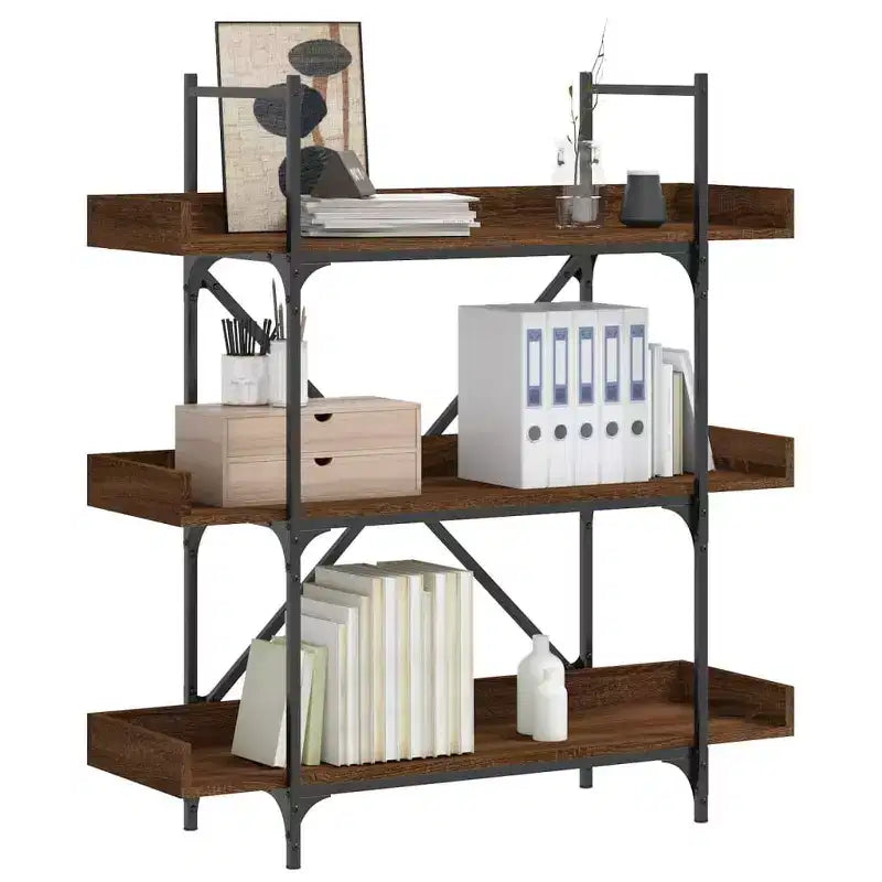 vidaXL Libreria Quercia marrone Legno multistrato e metallo 100 x 33 x 108,5 cm
