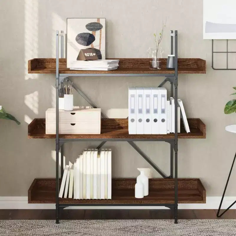 vidaXL Libreria Quercia marrone Legno multistrato e metallo 100 x 33 x 108,5 cm