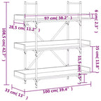 vidaXL Libreria Quercia marrone Legno multistrato e metallo 100 x 33 x 108,5 cm
