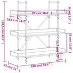vidaXL Libreria Quercia marrone Legno multistrato e metallo 100 x 33 x 108,5 cm