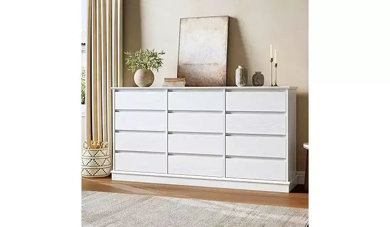 Comodino a 12 cassetti, Cassettiera con cassetti profondi, Cassettiera doppia grande per armadio con piano largo, Cassettiera alta in legno per soggiorno, camera da letto