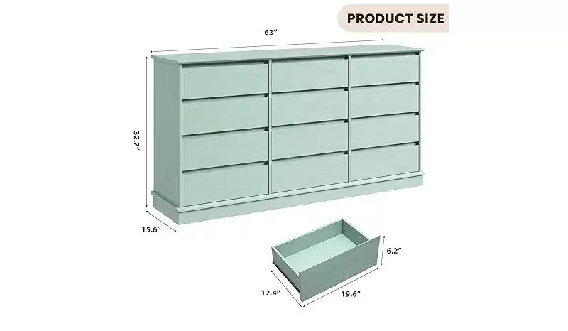 Comodino a 12 cassetti, Cassettiera con cassetti profondi, Cassettiera doppia grande per armadio con piano largo, Cassettiera alta in legno per soggiorno, camera da letto