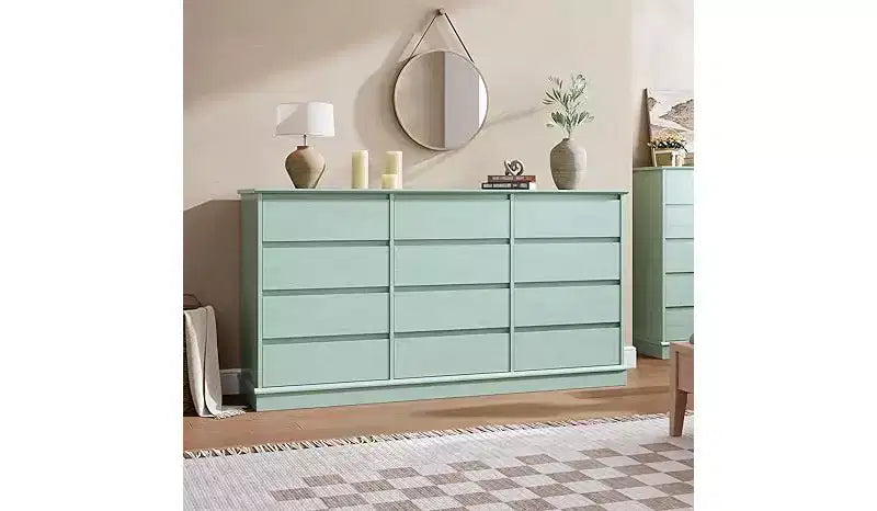 Comodino a 12 cassetti, Cassettiera con cassetti profondi, Cassettiera doppia grande per armadio con piano largo, Cassettiera alta in legno per soggiorno, camera da letto