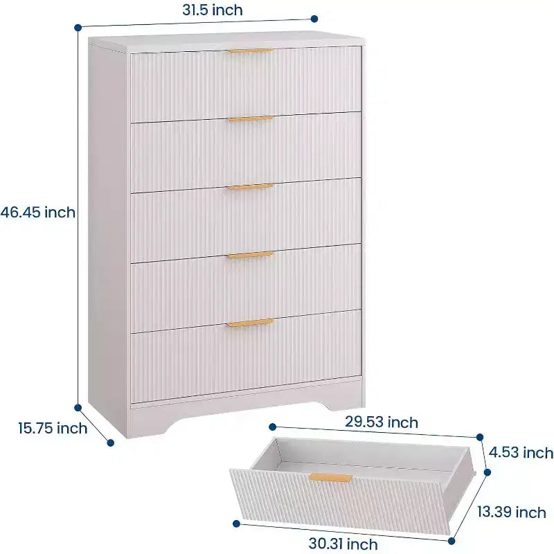 Comò a 4 cassetti con scanalature – Cassettiera moderna con texture a onda per camera da letto e cameretta
