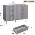Cassettiera doppia scanalata a 6 cassetti e porta TV con gambe dorate – Organizer per camera da letto e soggiorno