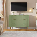 Cassettiera doppia scanalata a 6 cassetti e porta TV con gambe dorate – Organizer per camera da letto e soggiorno
