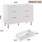 Cassettiera doppia scanalata a 6 cassetti e porta TV con gambe dorate – Organizer per camera da letto e soggiorno