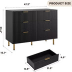 Cassettiera doppia scanalata a 6 cassetti e porta TV con gambe dorate – Organizer per camera da letto e soggiorno