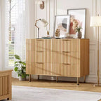 Cassettiera doppia scanalata a 6 cassetti e porta TV con gambe dorate – Organizer per camera da letto e soggiorno