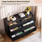 Cassettiera doppia scanalata a 6 cassetti e porta TV con gambe dorate – Organizer per camera da letto e soggiorno