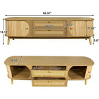 Mobile TV in rattan naturale da 170 cm, per TV fino a 75 pollici, console multimediale con gambe in legno massello per soggiorno e home theatre