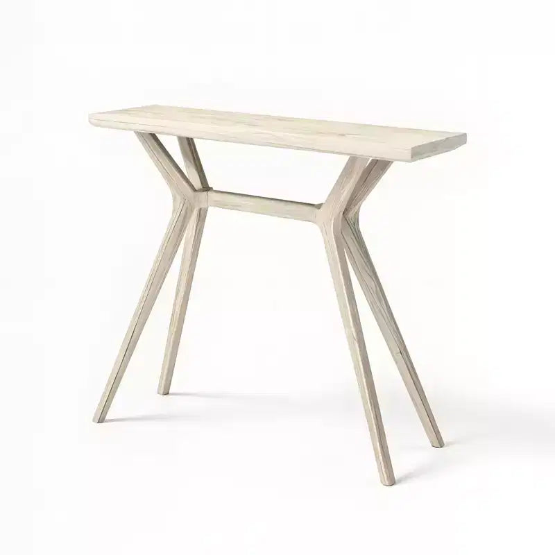 Consolle con Gambe Incrociate da 117 cm – Legno Massello di Pino, Tavolo da Ingresso Stile Mid-Century Modern