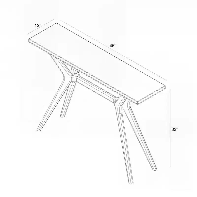 Consolle con Gambe Incrociate da 117 cm – Legno Massello di Pino, Tavolo da Ingresso Stile Mid-Century Modern
