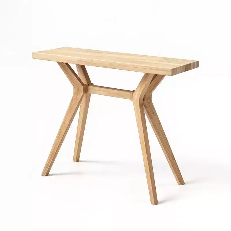 Consolle con Gambe Incrociate da 117 cm – Legno Massello di Pino, Tavolo da Ingresso Stile Mid-Century Modern