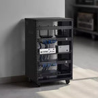 Rack AV 16U, capacità 90 kg – Cabinet server open frame con ruote piroettanti bloccabili, nero