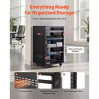 Rack AV 16U, capacità 90 kg – Cabinet server open frame con ruote piroettanti bloccabili, nero