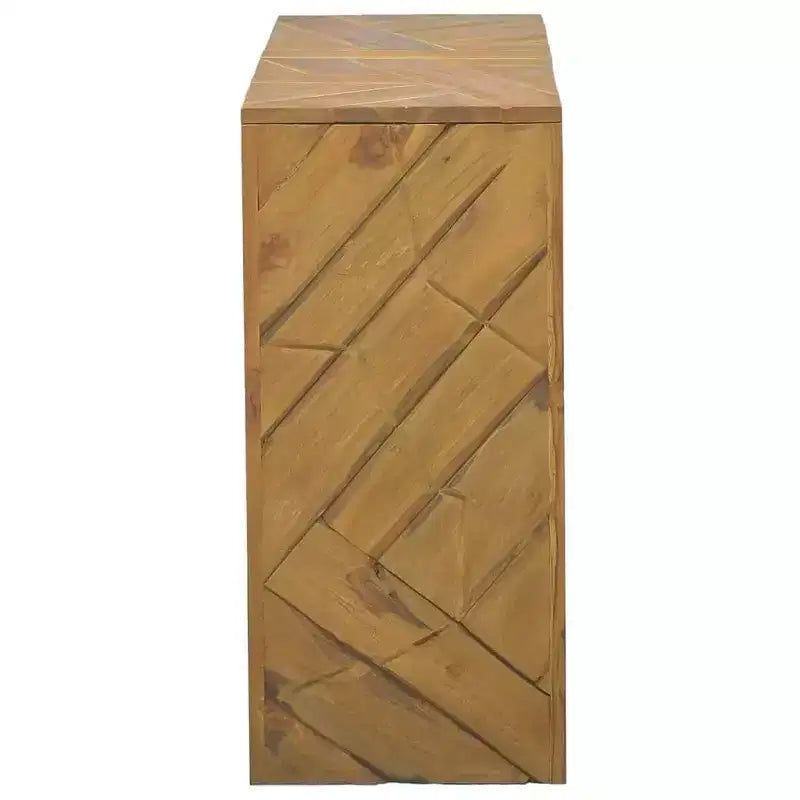 Consolle 110 x 35 x 75 cm – in Legno Massello di Teak, Finitura Rustica Naturale
