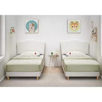 Struttura Letto Singolo per Bambini con Testiera Adorabile, Letto a Piattaforma Singolo Imbottito per Bambine, Bambini, Nessun Box Spring Necessario, Struttura Letto in Velluto con Doghe in Legno