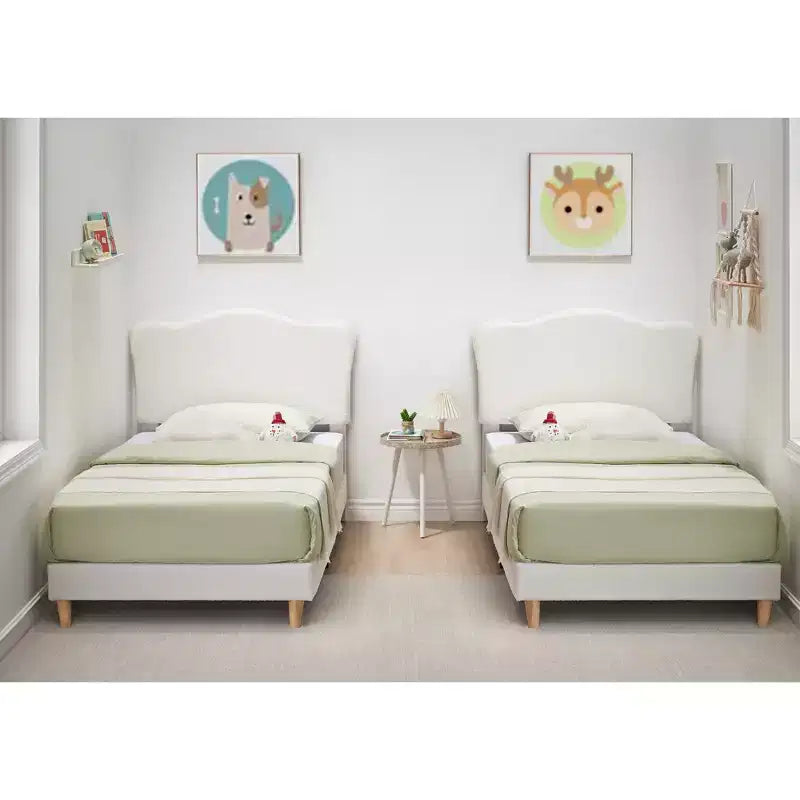 Struttura Letto Singolo per Bambini con Testiera Adorabile, Letto a Piattaforma Singolo Imbottito per Bambine, Bambini, Nessun Box Spring Necessario, Struttura Letto in Velluto con Doghe in Legno