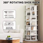 Torre Scarpiera Girevole a 7 Livelli, Organizer Scarpe Rotante a 360° con Contenimento da 28 a 32 Paia, Espositore Scarpe a Carosello Girevole Autoportante Bianco