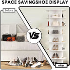 Torre Scarpiera Girevole a 7 Livelli, Organizer Scarpe Rotante a 360° con Contenimento da 28 a 32 Paia, Espositore Scarpe a Carosello Girevole Autoportante Bianco