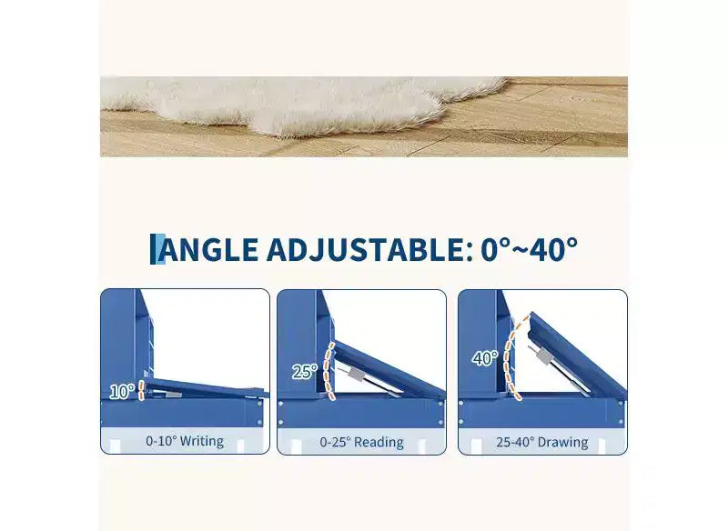 Set Scrivania e Sedia per Bambini, Tavolo Studio in Legno con Piano Inclinabile Regolabile, Cassetti e Bacheca in Sughero - Set Scrivania per l'Apprendimento Scolastico per Bambini dai 3 agli 8 Anni