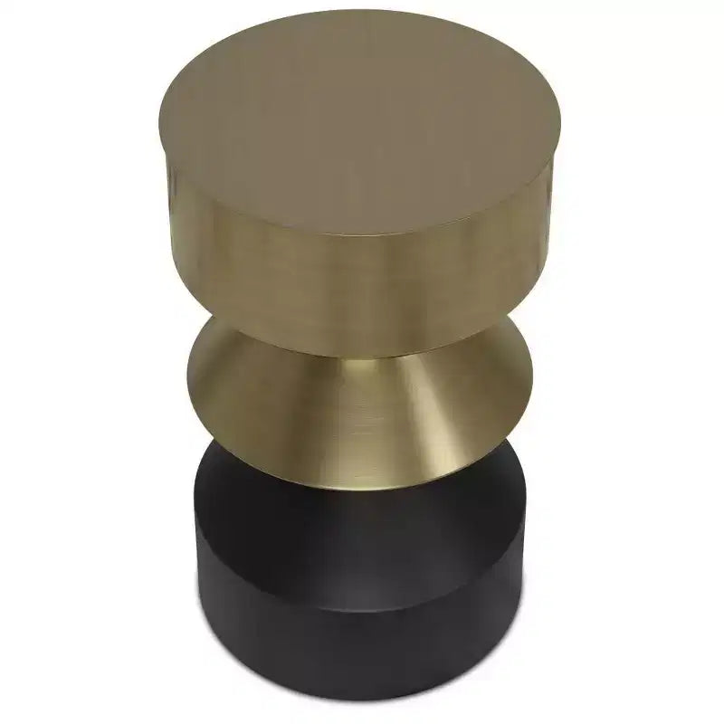 Tavolino rotondo – Struttura in ferro antigraffio, ottone anticato e nero, altezza 50 cm