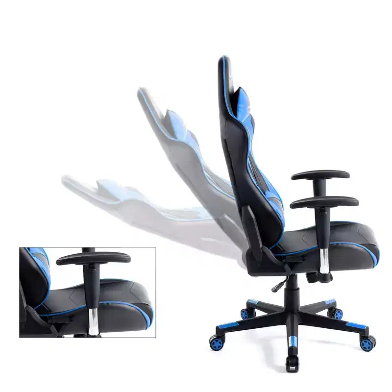 Sedia da ufficio gaming in pelle PU con poggiatesta e cuscino lombare regolabili