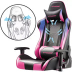 Sedia da ufficio gaming in pelle PU con poggiatesta e cuscino lombare regolabili