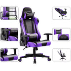 Sedia da ufficio gaming in pelle PU con poggiatesta e cuscino lombare regolabili